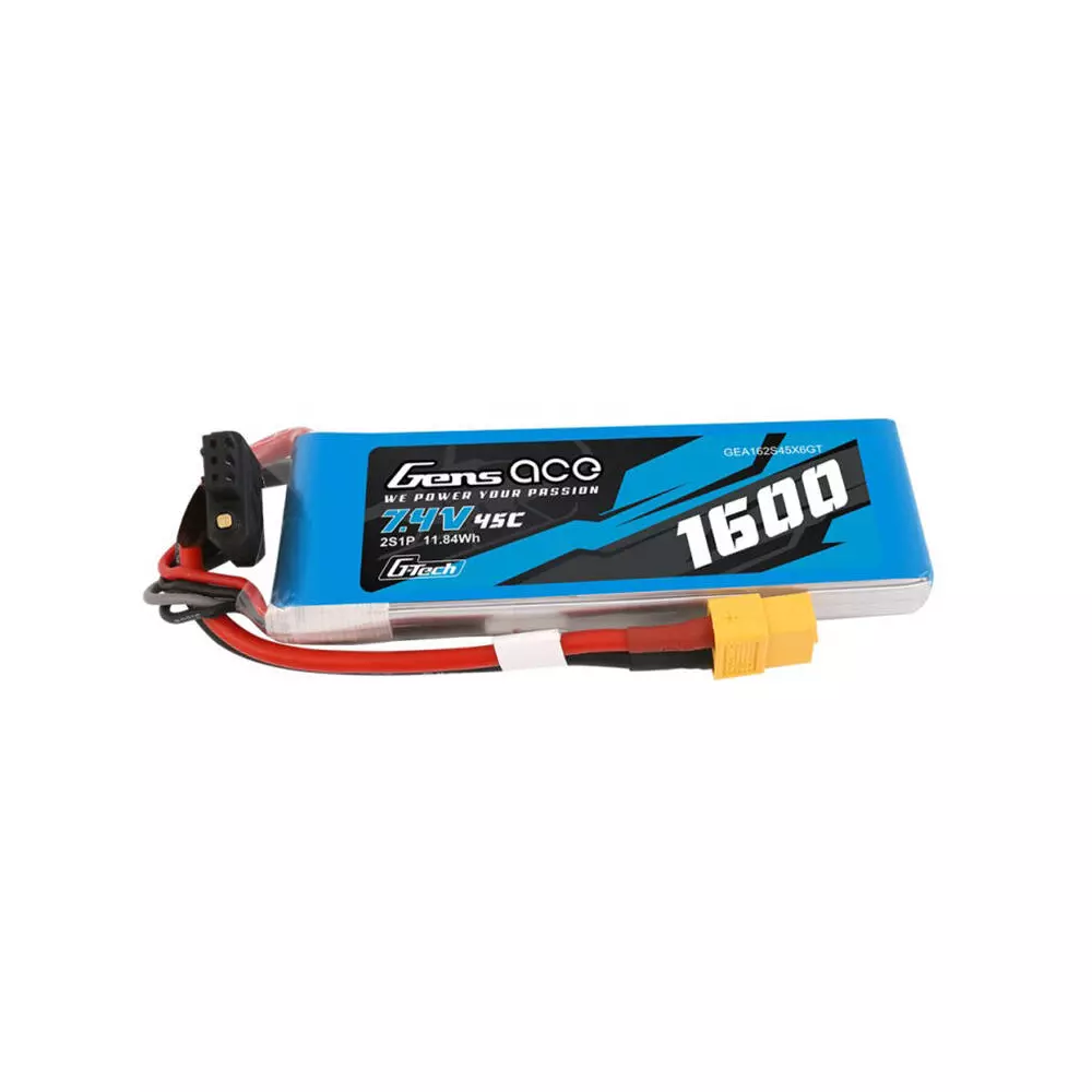 GensAce G-Tech LiPo 1600mAh 7.4V 45C 2S1P Battery with XT60 plug
