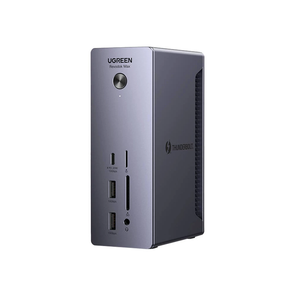 UGREEN U710 dokkolóállomás, 2x Thunderbolt 4, DisplayPort 8K 30Hz, 4x USB, USB-C, RJ45, SD/TF, AUX, PD 90W (szürke)