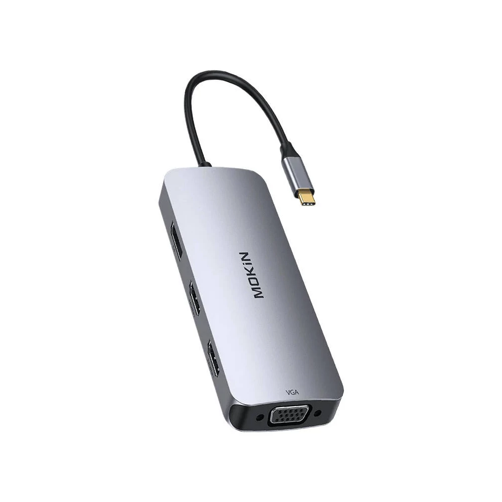 HUB 8in1 MOKiN USB-C VGA+2xHDMI (ezüst)