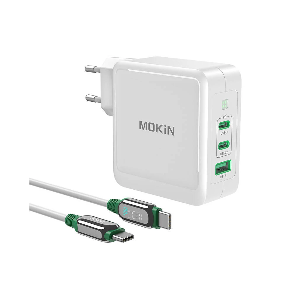 Töltő MOKiN PD140W 2C1A GaN 2xUSB-C 1xUSB-A (fekete)