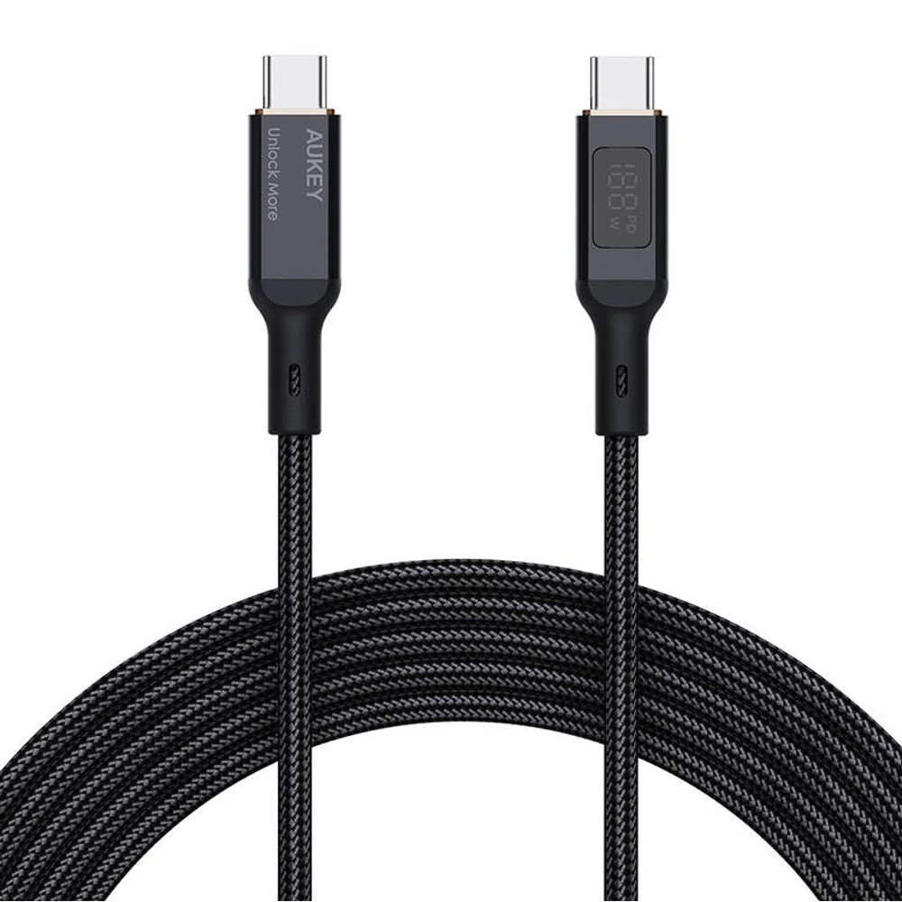 Aukey CB-MCC101 USB-C-USB-C kábel, 100W, 1m (fekete)