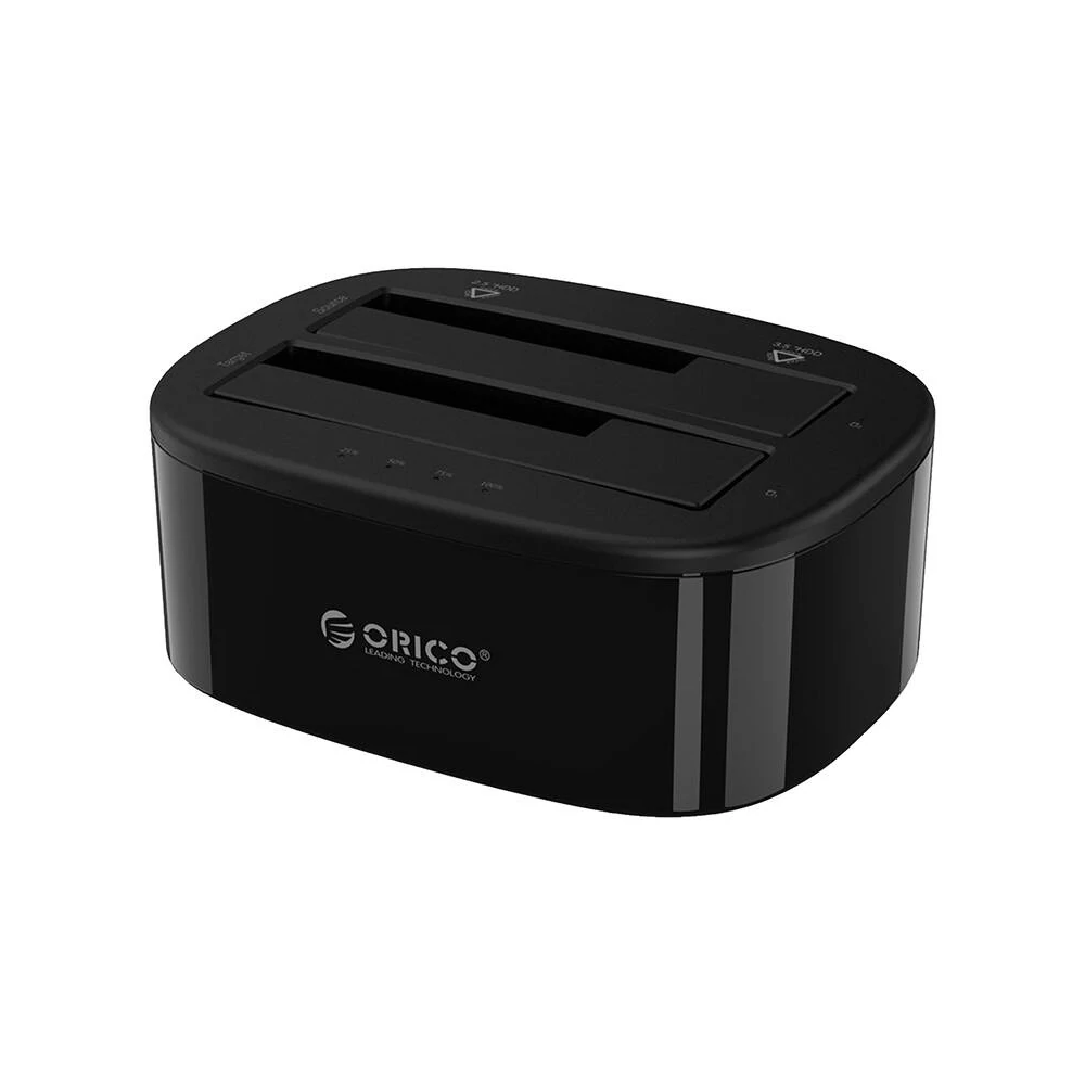 Orico dokkolóállomás 2,5" / 3,5" HDD / SSD, 5Gbps, USB-C-ről USB-C/A-ra, klónozási funkcióval (fekete)