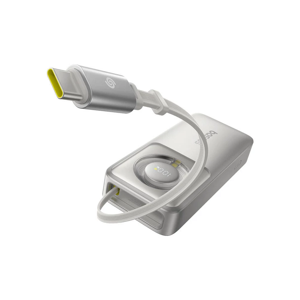 Baseus Free2Pull powerbank kábellel, 10000mAh, 30W (szürke)