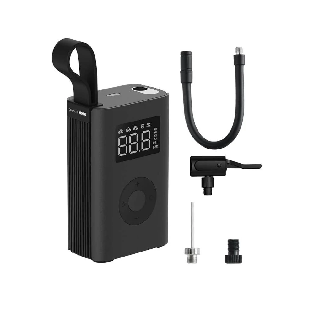 Portable compressor, electric pump HOTO QWCQA001 (10.3 bar, 150 PSI, 2000mAh)