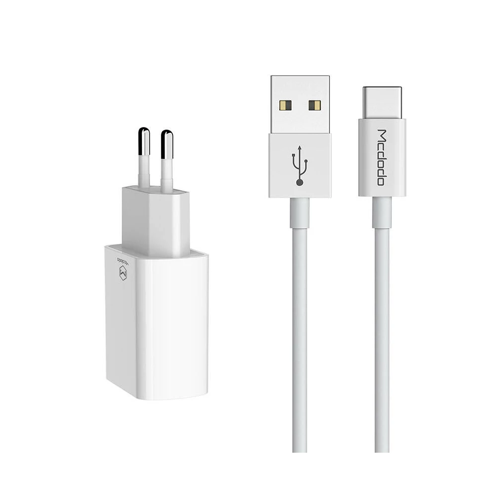 Mcdodo USB kettős töltő CH-6721 (EU) Type-C 1m utazási szett (fehér)