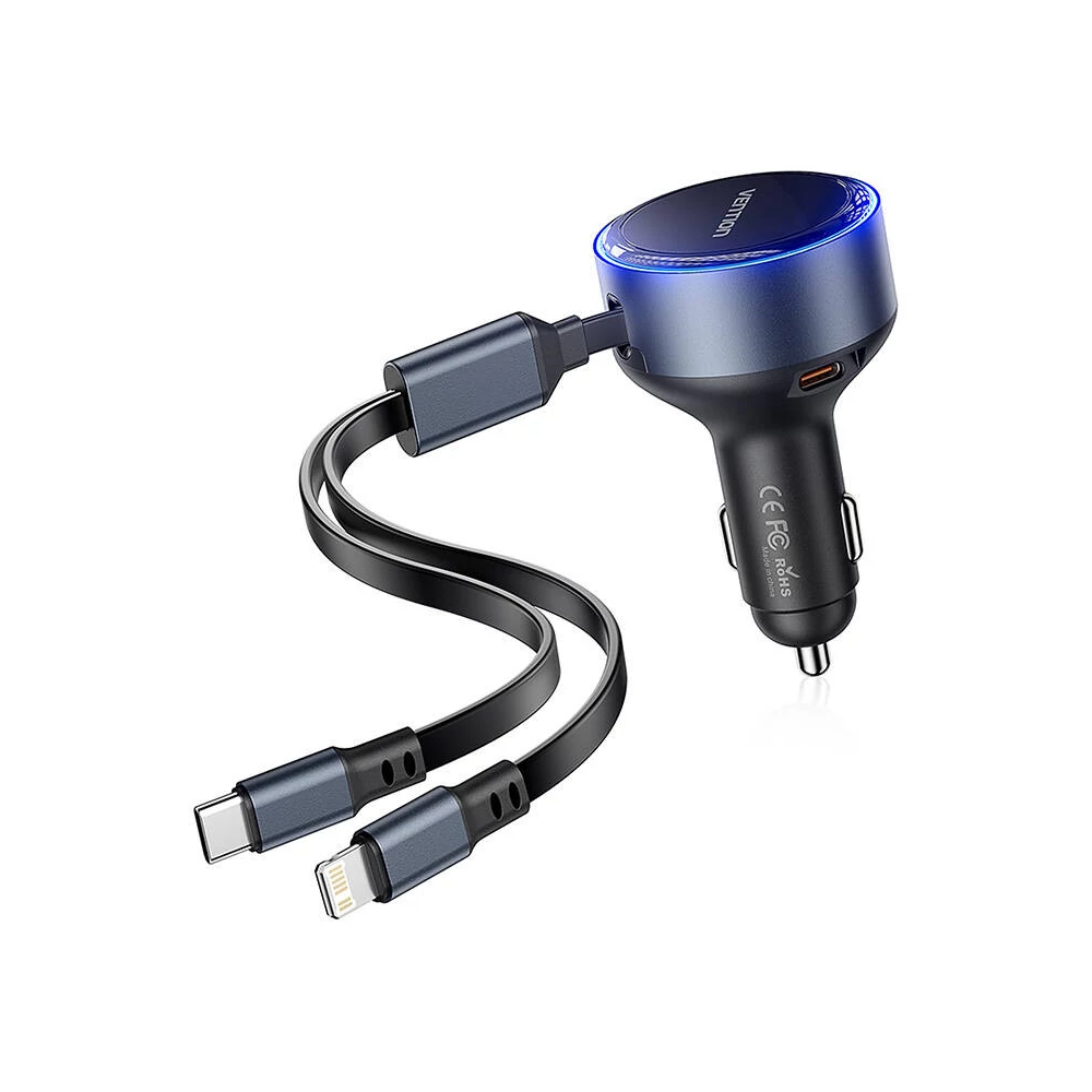 Vention FFOB0 USB-C car charger + USB-C/Lightning 30W cable