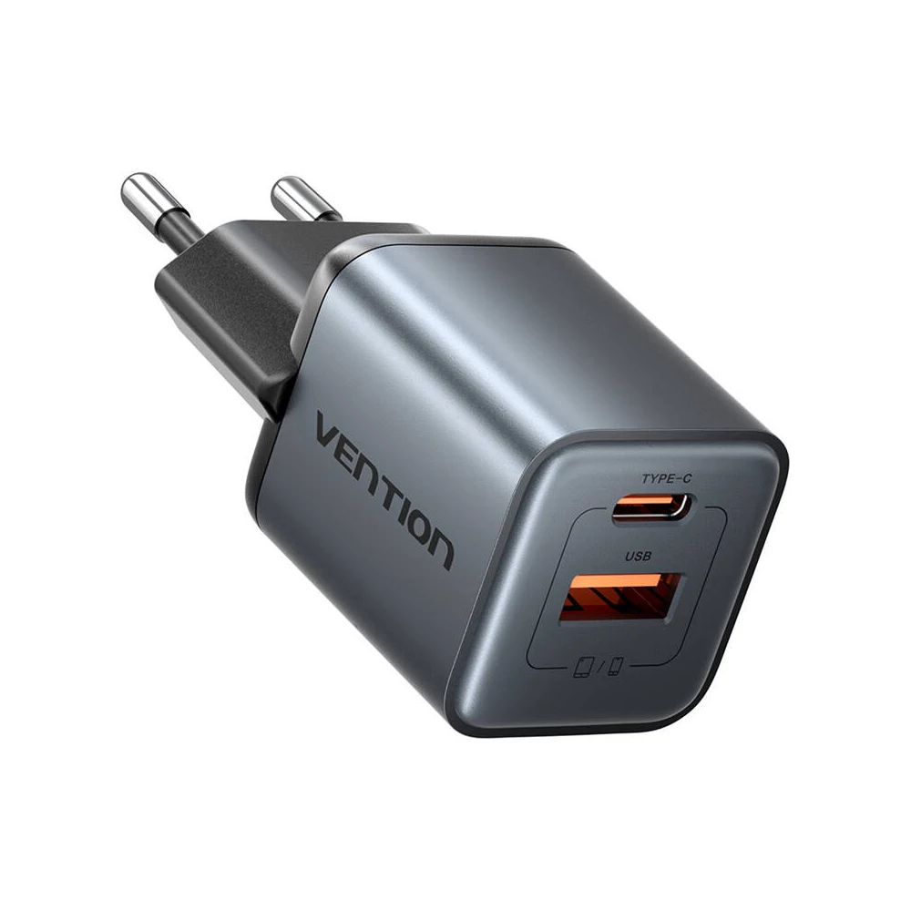 GaN Vention USB-C + USB-A 30W-os töltő (szürke)