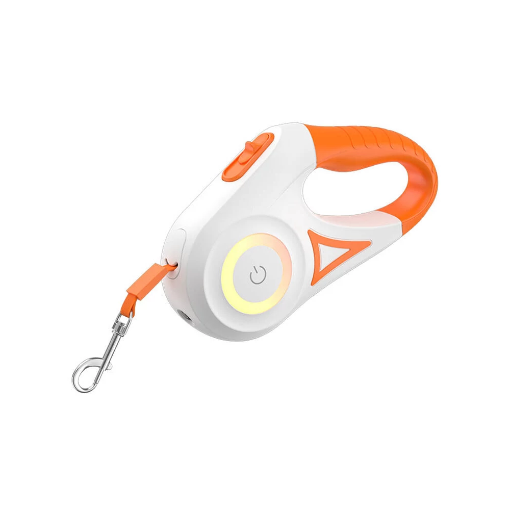Rojeco Dog Automatic Leash LED 5 m (white and orange)