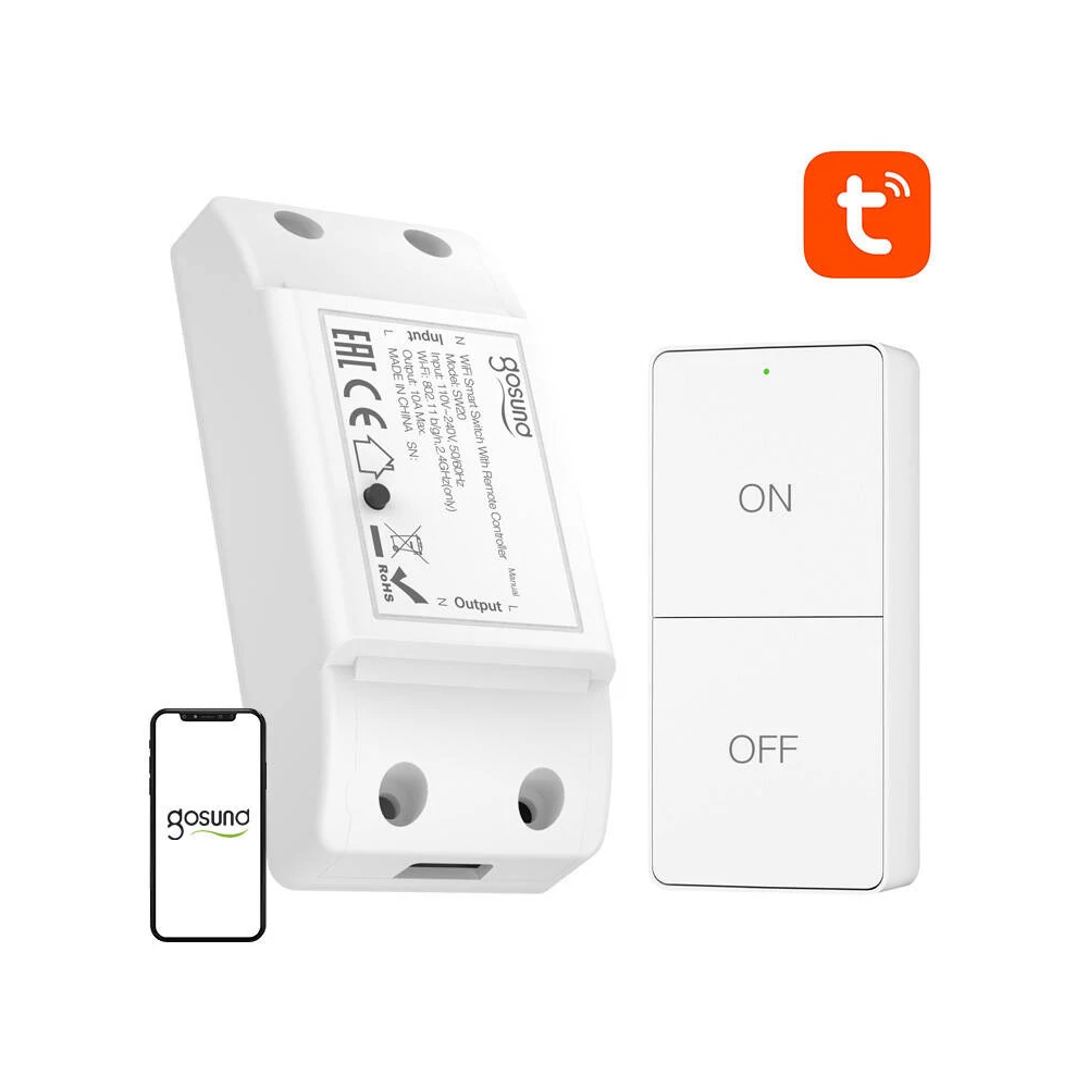 Gosund SW20 10A WiFi-s intelligens kapcsoló + távirányító, Tuya