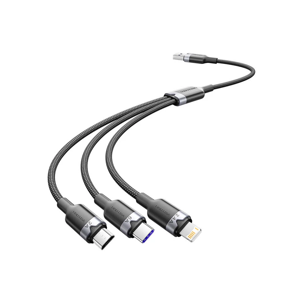USB 2.0 A-3-in-1 6A kábel Vention CTRBG 1.5M (fekete)