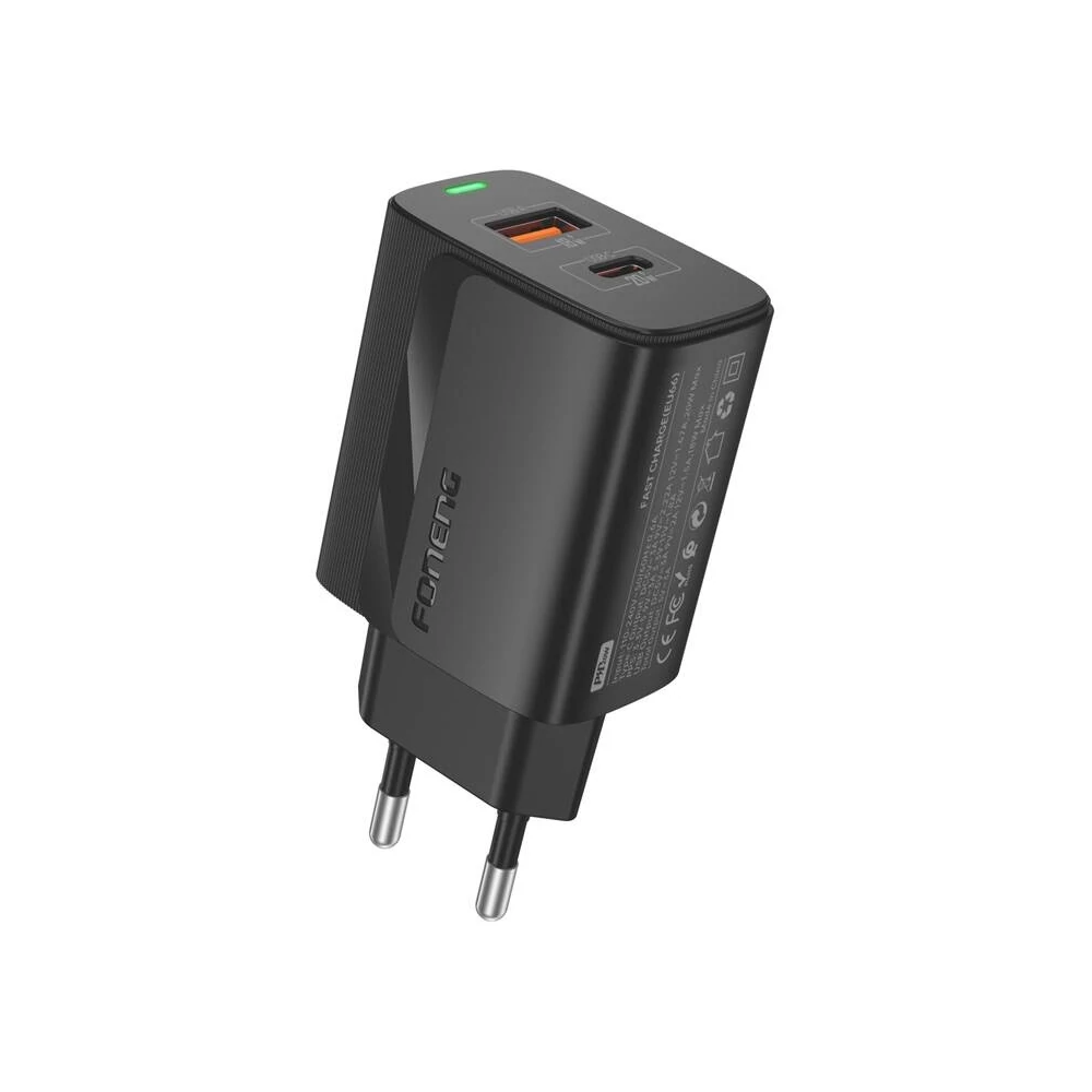 Foneng EU66 A+C hálózati töltő, PD 20W (fekete)