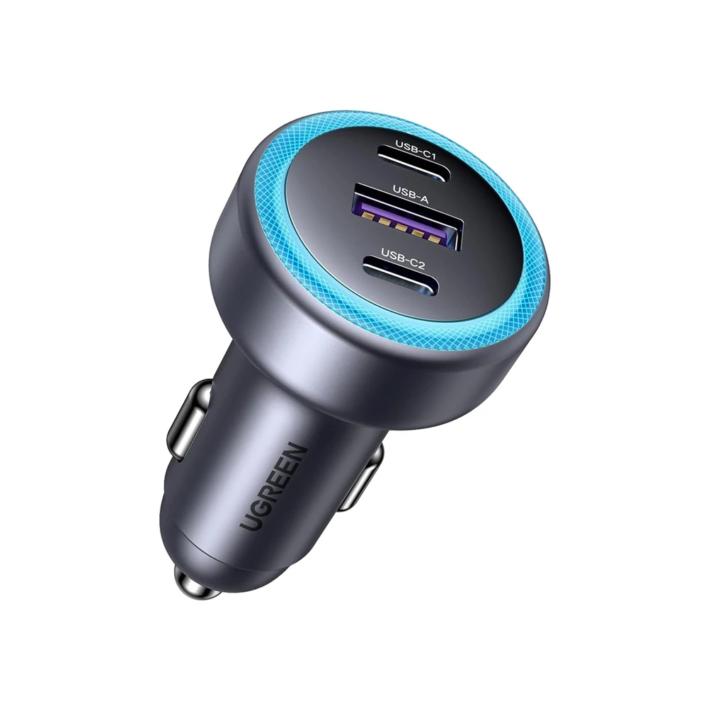 UGREEN EC307 autós töltő, USB + 2X USB-C, 30W (fekete)