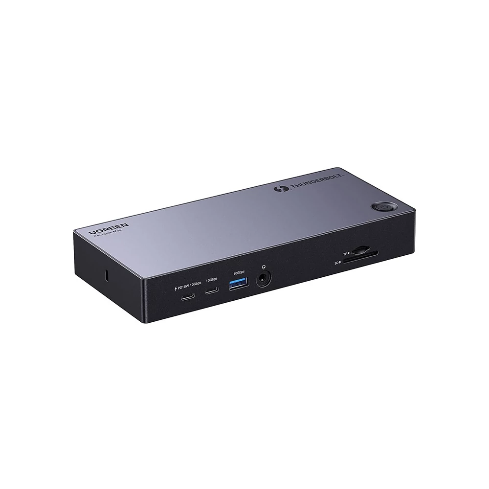 13in1 Ugreen Revodok Max 313 Thunderbolt 4 dokkolóállomás 2x USB 3.0, USB 3.2, USB-C 3.2, HDMI 2.1, DisplayPort 1.4, SD/microSD, RJ45, AUX 3.5mm, PD 140W