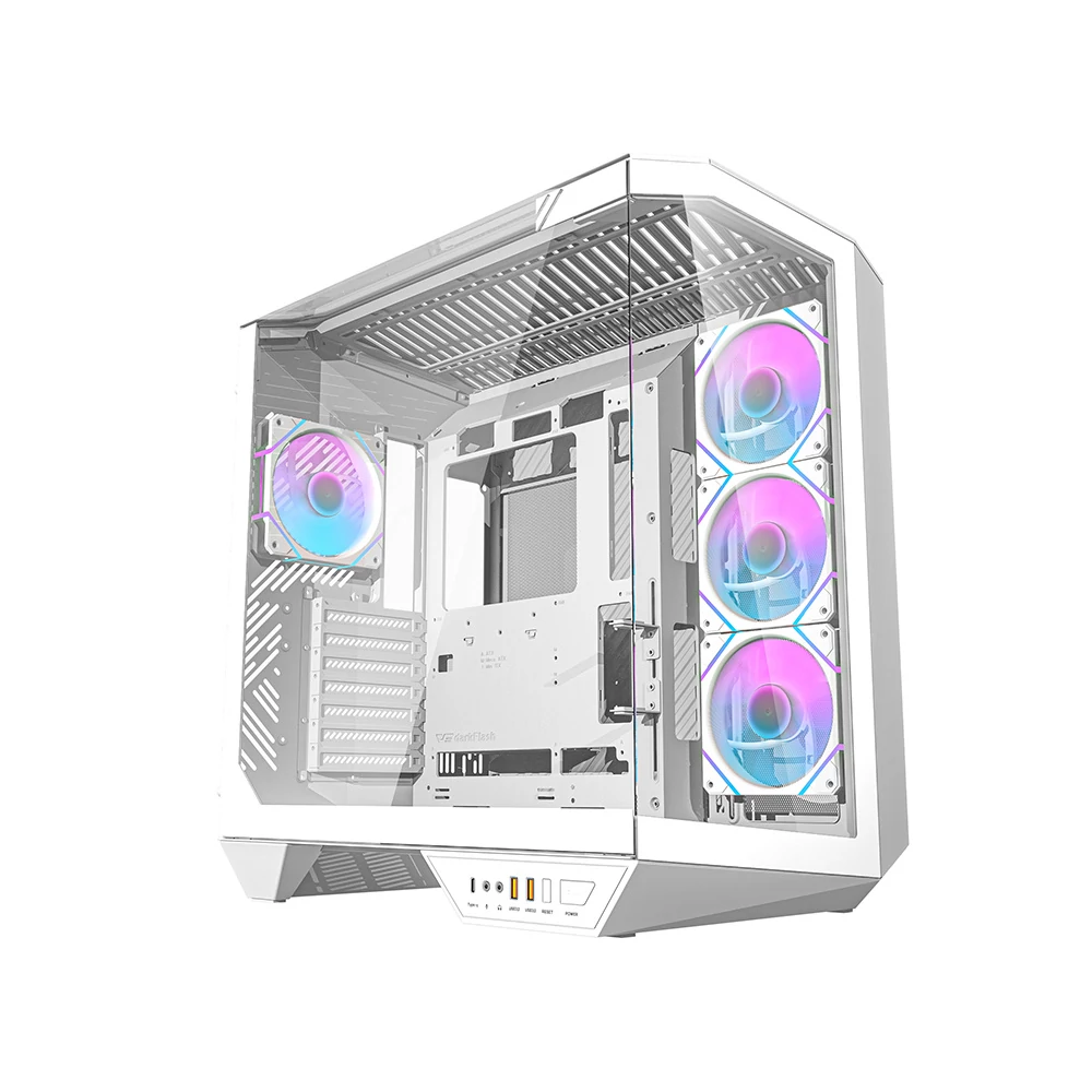 Darkflash DY470 számítógépház (fehér) + 4 ventilátor + GPU konzol