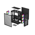 Kép 11/12 - DeepCool Számítógépház - CC560 MESH V2 (fekete, ablakos, 4x12cm A-RGB ventilátor, ATX, 2xUSB3.0, fekete)