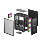 Kép 12/14 - DeepCool Számítógépház - MATREXX55 V4 C (fekete, ablakos, 3x14cm + 1x12cm venti, ATX, 1xUSB3.0, Type-C)