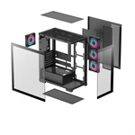Kép 14/15 - DeepCool Számítógépház - CG580 4F (fekete, ablakos, 4x12cm A-RGB, BTF, ATX, 2xUSB3.0, 1xUSB2.0)