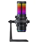Kép 3/8 - Rampage Mikrofon - BEMOL (USB, PC/MAC/Android, zajelnyomó, állvány, fekete, 2m kábel, RGB)