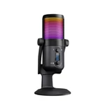 Kép 1/7 - Rampage Mikrofon - DIYEZ (USB, PC/MAC/Android, zajelnyomó, állvány, fekete, 2m kábel, RGB)