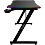 Kép 3/5 - The G-Lab Gamer Asztal - K DESK ELECTRON EX (120x60cm, fém, pohártartó, fejhallgatótartó, fekete, RGB LED)