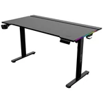 Kép 1/5 - The G-Lab Gamer Asztal - K DESK PLATINIUM (140x75cm, fém, pohár, fejhallgatótartó, fekete, motoros magasság áll., RGB)