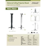 Kép 2/2 - SUNNE (PRO02S) Projektor mennyezeti konzol dönthető, Profil: 430-650mm, max 20kg (ezüst)