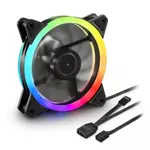 Kép 2/2 - Sharkoon Cooler 12cm - SHARK Blades RGB (18.2dB; 94.8 m3/h; 1200rpm; 20x RGB Led; 3pin + 4pin csatlakozó; ház hűtésre)