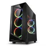 Kép 1/8 - Sharkoon Számítógépház - REV 200 RGB (fekete; ATX,mATX; alsó táp; 5x120mm v.; 2xUSB3.0, 2xUSB2.0, I/O)