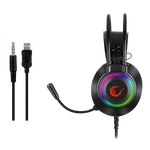 Kép 3/3 - Rampage Fejhallgató - RM-K27 X-JAMMER (mikrofon, 3,5 mm Jack, hangerőszabályzó, nagy-párnás, fekete, RGB LED)