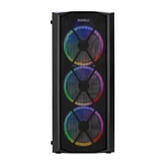 Kép 2/6 - Everest Számítógépház -  FLAT MESH (fekete; plexi; ATX; alsó táp; 4x120mm; 1xUSB3.0 + 2xUSB2.0, I/O; porszűrő)