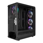 Kép 3/6 - Everest Számítógépház -  FLAT MESH (fekete; plexi; ATX; alsó táp; 4x120mm; 1xUSB3.0 + 2xUSB2.0, I/O; porszűrő)