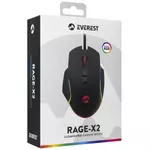 Kép 8/8 - Everest Gamer Egér - RAGE-X2  (6400 DPI, 7gomb, 1,5m harisnyázott kábel, optikai, fekete, RGB LED)