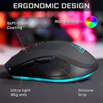 Kép 10/11 - The G-Lab Vezeték nélküli Gamer Egér - KULT NEON (2400 DPI, 7 gomb, makro,  RGB LED, fekete)