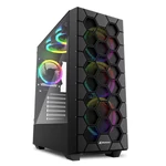 Kép 1/4 - Sharkoon Számítógépház - RGB HEX (fekete; alsó táp; ATX,mATX; mITX; 6x120mm RGB LED; 2xUSB3.0 + 2xType-C Gen 2; I/O)