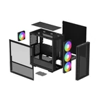 Kép 13/16 - DeepCool Számítógépház - CH560 (fekete, ablakos, 3x14cm +1x12cm ventilátor, Mini-ITX / Mico-ATX / ATX / E-ATX, 2xUSB3.0)