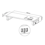 Kép 2/3 - Equip Monitor Asztali állvány - 650881 (3x USB2.0, csúszásmentes, telefontartó, Max.: 15kg, acél, fekete)