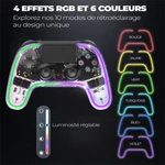 Kép 8/9 - Spirit of Gamer Gamepad Vezeték Nélküli - NEON BT RGB (PC/PS3/PS4/iOS/Android, Bluetooth, RGB, átlátszó)