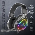 Kép 2/9 - Spirit of Gamer Fejhallgató - ELITE H40 Black (MultiPlatform, RGB, 3.5mm Jack, mikrofon, hangerőszabályzó, nagy-párnás)