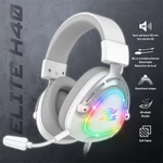 Kép 2/9 - Spirit of Gamer Fejhallgató - ELITE H40 White (MultiPlatform, RGB, 3.5mm Jack, mikrofon, hangerőszabályzó, nagy-párnás)