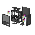 Kép 12/14 - DeepCool Számítógépház - CH360 DIGITAL (fekete, 2x14cm +1x12 venti, Mini-ITX / Micro-ATX, 1xUSB3.0, A-RGB, fekete)