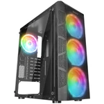Kép 1/7 - Everest Számítógépház -  CREST V1 (fekete; üveg; ATX; alsó táp; 4x120mm RGB, 1xUSB3.0 + 2xUSB2.0)