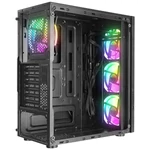 Kép 3/7 - Everest Számítógépház -  CREST V1 (fekete; üveg; ATX; alsó táp; 4x120mm RGB, 1xUSB3.0 + 2xUSB2.0)