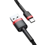 Kép 4/7 - USB-USB-C kábel Baseus Cafule 3A 1m (piros-fekete)