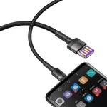 Kép 5/10 - Baseus Cafule USB-USB-C kábel Huawei SuperCharge, QC 3.0, 5A 1m (fekete-szürke)