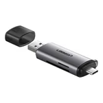 Kép 1/4 - UGREEN USB + USB-C adapter SD + microSD kártyaolvasó (szürke)