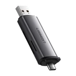 Kép 3/4 - UGREEN USB + USB-C adapter SD + microSD kártyaolvasó (szürke)