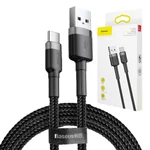 Kép 1/9 - Baseus Cafule USB-USB-C kábel, 2A, 3m (szürke-fekete)