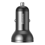 Kép 1/8 - Ładowarka samochodowa Baseus z wyświetlaczem, 2x USB, 4,8A, 24W (szara)