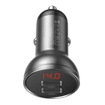 Kép 2/8 - Ładowarka samochodowa Baseus z wyświetlaczem, 2x USB, 4,8A, 24W (szara)