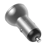 Kép 2/8 - Ładowarka samochodowa Baseus z wyświetlaczem, 2x USB, 4,8A, 24W (srebrna)